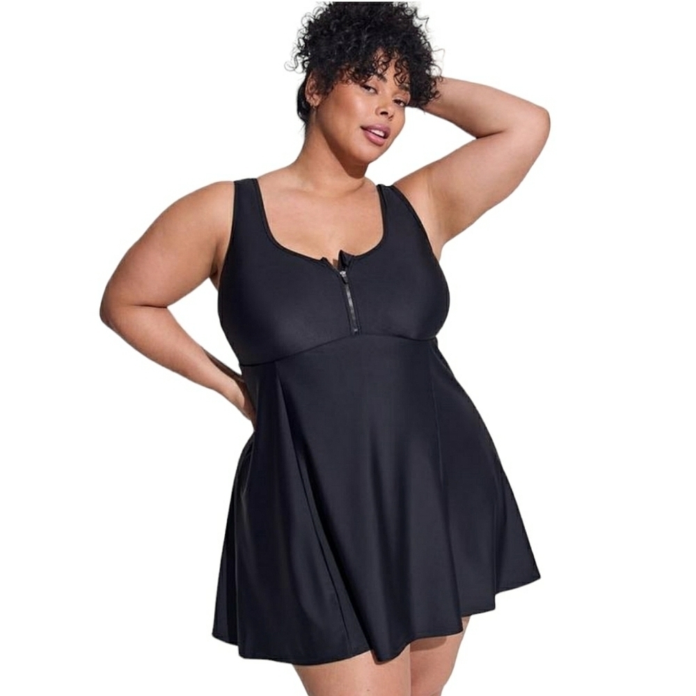 NWT Torrid Active Wireless Zip Front Swim Dress W/ Short Size 1X / 14-16